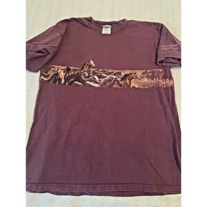 Dixie stampede T-shirt woman's Large Horses front and back plum